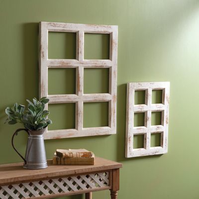 Whitewashed Farmhouse Window Panel Set of 2