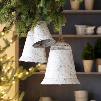 Whitewashed Metal Decorative Bell Set of 3