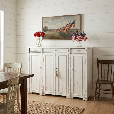 Whitewashed Tall Sideboard