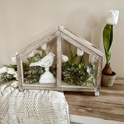 Whitewashed Wood And Glass Terrarium