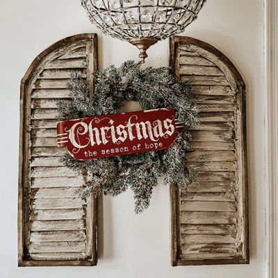 Whitewashed Wood Arched Shutter Set of 2