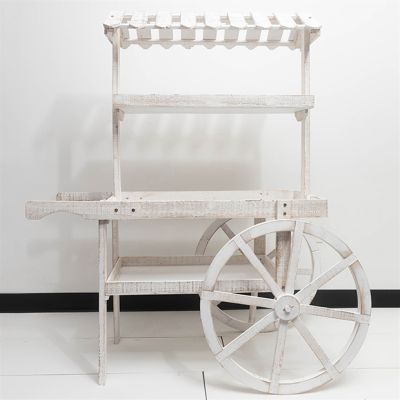 Whitewashed Wooden Market Display Cart