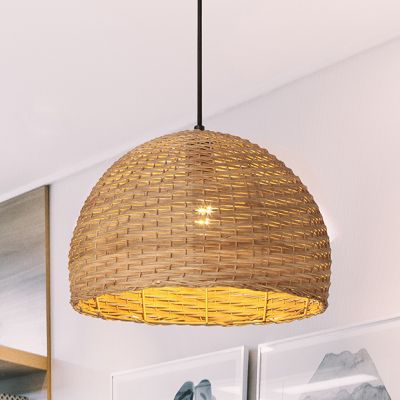 Wicker Dome Pendant Light