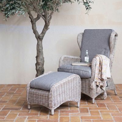 Wicker Reclining Chair With Ottoman