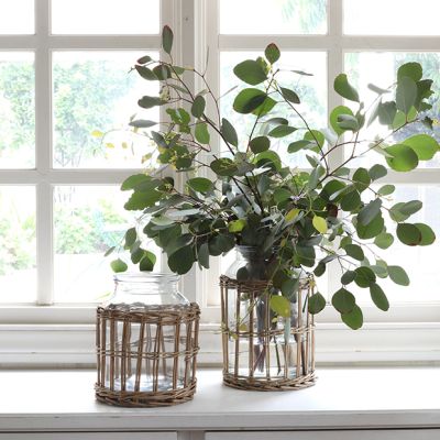 Wicker Wrapped Canister Jar