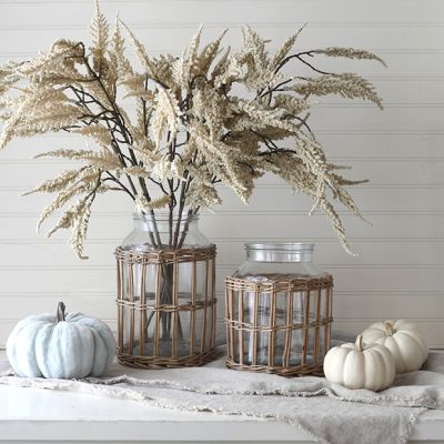 Wicker Wrapped Canister Jar