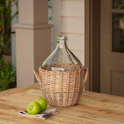 Wicker Wrapped Cellar Bottle 15.5 Inch