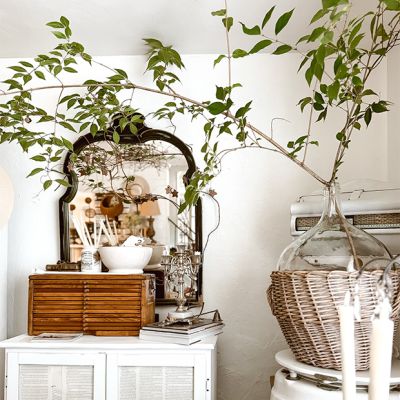 Wicker Wrapped Cellar Bottle 22.25 Inch