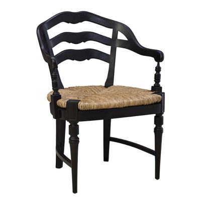 Wide Black Ladderback Arm Chair