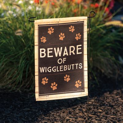 Wigglebutts Warning Garden Flag with Pole