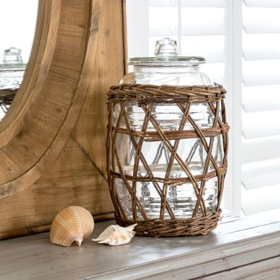 Willow and Glass Storage Jar 15 Inch