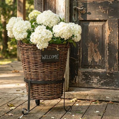 Willow Basket Planter with Metal Stand