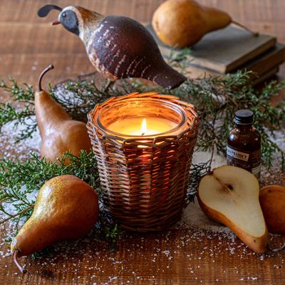 Willow Wrapped Glass Jar Candle Collection Partridge & Pear