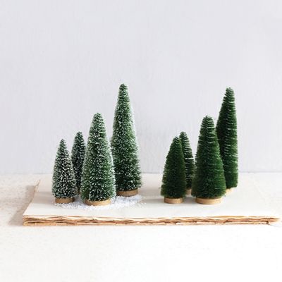 Wintertime Bottle Brush Tree Set of 8