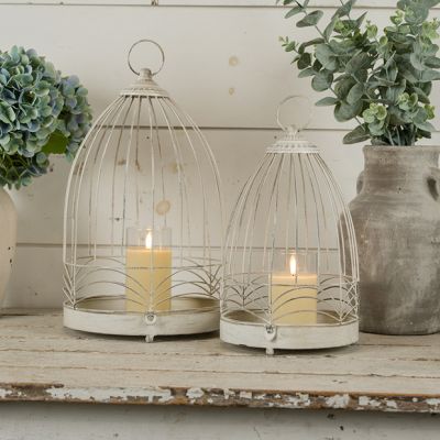 Wire Birdcage Dome Candle Lantern Set of 2