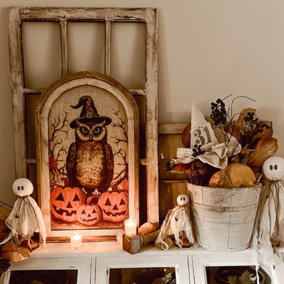 Witch Owl Framed Linen Fall Wall Art