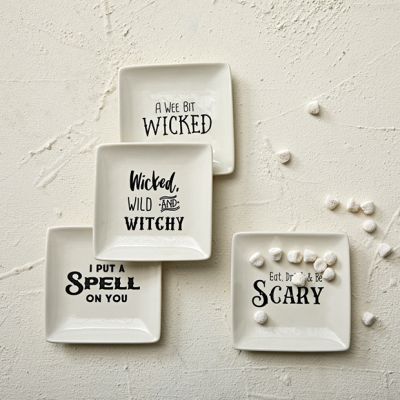 Witchy Stoneware Dessert Plate Set of 4