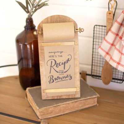 Wood and Brass Tabletop Note Roll