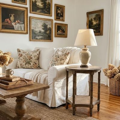 Wood And Cane Side Table