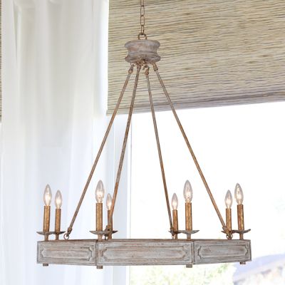 Wood and Iron Octagon Chandelier