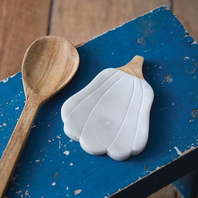 Wood and Marble Gourd Spoon Rest