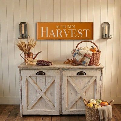 Wood and Metal Autumn Harvest Sign