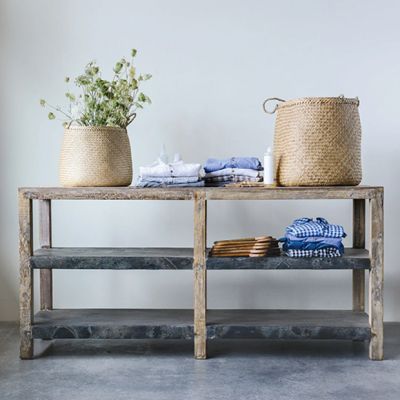 Wood and Metal Open Shelf Sideboard