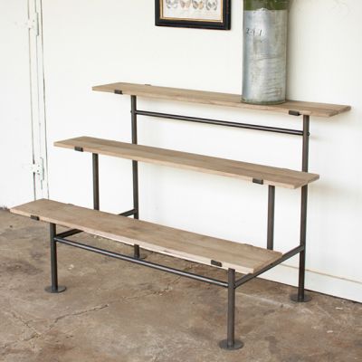 Wood and Metal Tiered Display Shelf