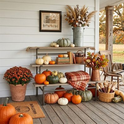 Wood and Metal Tiered Display Shelf