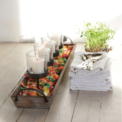 Wood And Metal Votive Candle Centerpiece