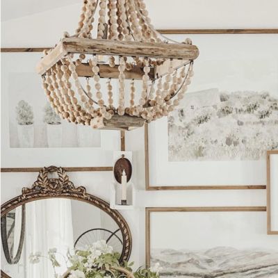 Wood Beaded Chandelier