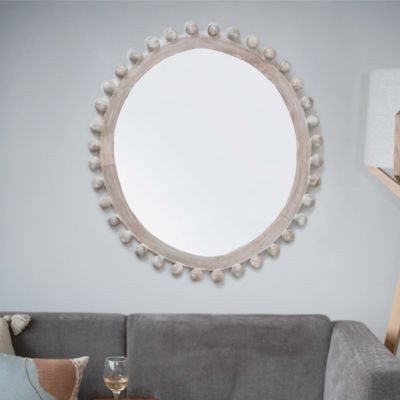 Wood Framed Mirror With Bead Trim