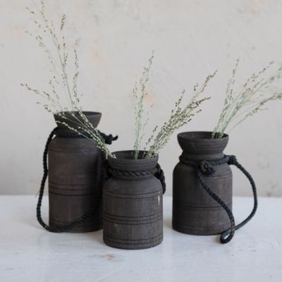 Wood Jug With Rope Handle