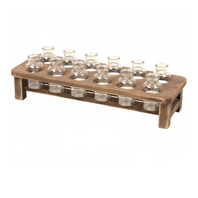 Wood Stand With 12 Bottle Vases