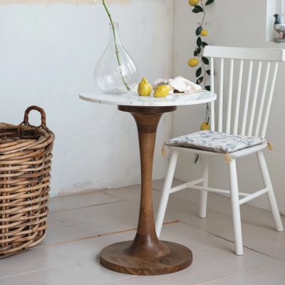Wood Tulip Table With Marble Top