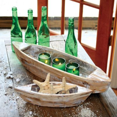 Wooden Boat Centerpiece Set of 2