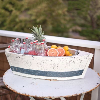 Wooden Boat Container With Tin Insert