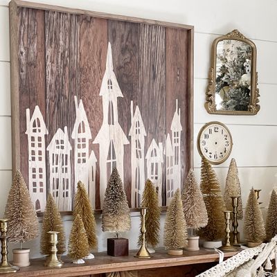 Wooden Church Village Rustic Wall Art