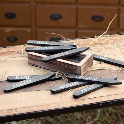 Wooden Herb Garden Markers With Box