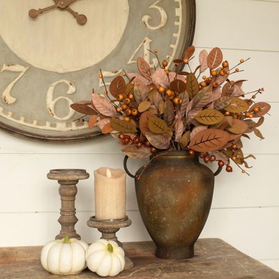 Wooden Leaves and Berries Spray