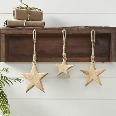 Wooden Star Ornament Set of 3