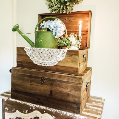 Wooden Storage Trunk Box Set of 2