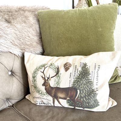 Woodland Winter Deer Accent Pillow