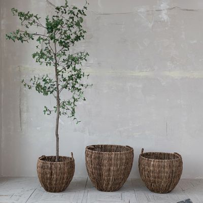 Woven Banana Leaf Basket With Handles Set of 3