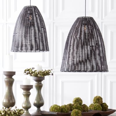 Woven Black Rattan Lantern Pendant Light
