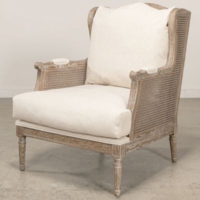 Woven Cane Cushioned Arm Chair