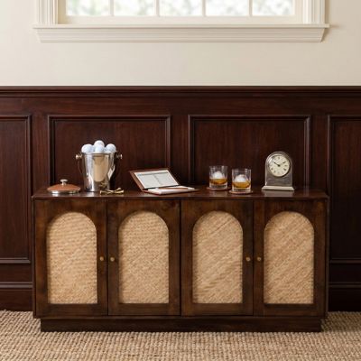 Woven Cane Front 4 Door Sideboard