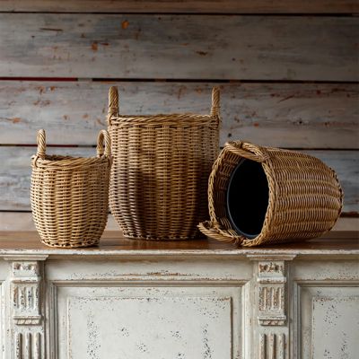 Woven Handled Plant Baskets Set of 3