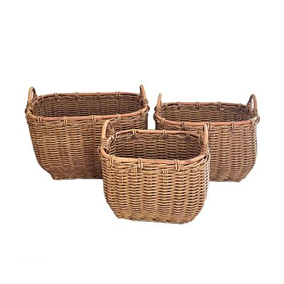 Woven Handled Produce Baskets Set of 3