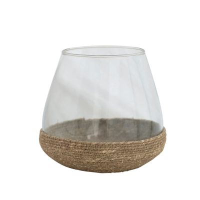 Woven Jute and Glass Tea Light Holder